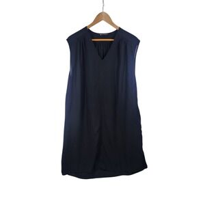 Athleta Santorini Dress Women S Navy Blue Modal Sleeveless V-Neck Shift Mini